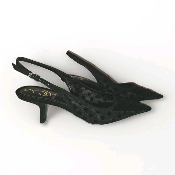 New! Sam Edelman Bianka Polka Dot Mesh Slingback Pointed Toe Black Size 7.5 $140 - Picture 3 of 11